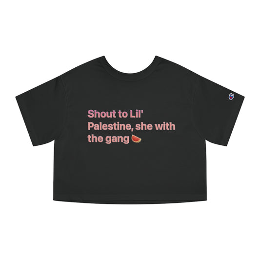 Lil Palestine Champion Crop Top Reverse