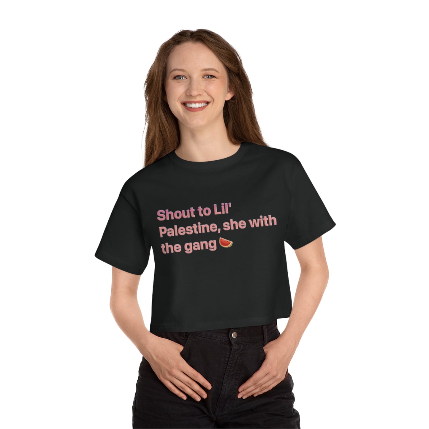 Lil Palestine Champion Crop Top Reverse