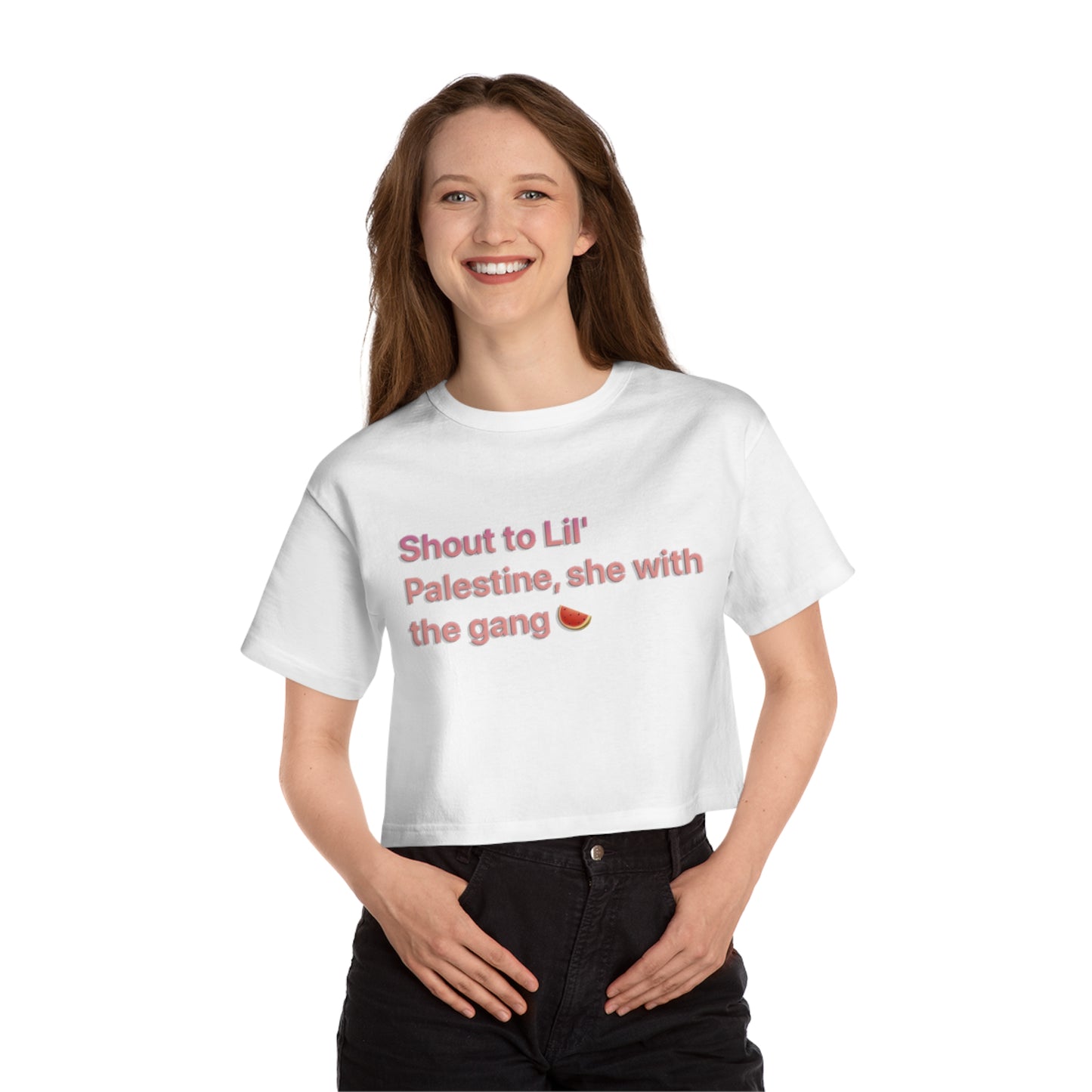 Lil Palestine Champion Crop Top Reverse