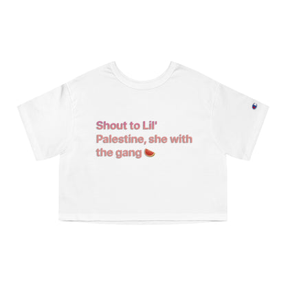 Lil Palestine Champion Crop Top Reverse